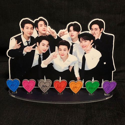 OT7 formal standee with 7 heart add on charms